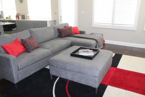 Modern living room with custom prosuede sectional